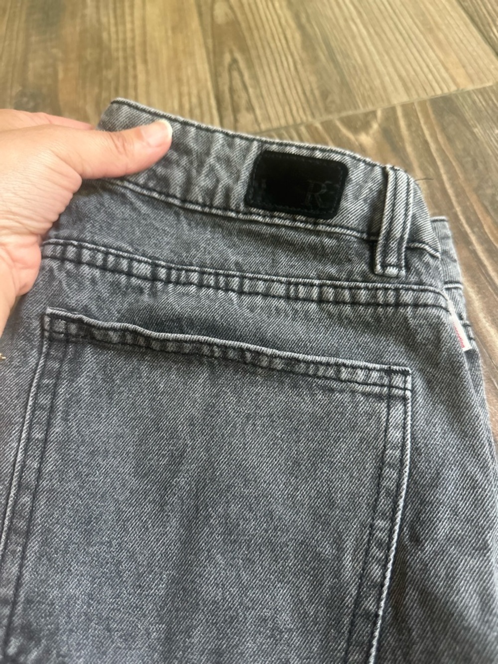 Women's High-Rise Wide Straight Leg Jeans in Washed Gray Black - Picture 3 of 12